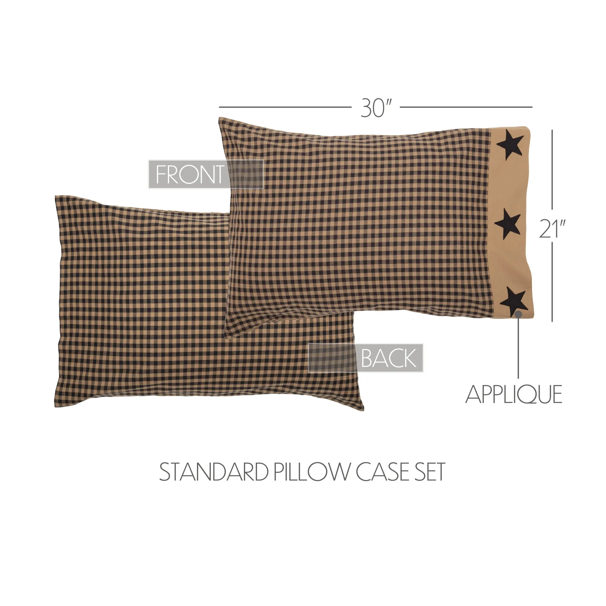 Black Check Star Pillow Case Set of 2