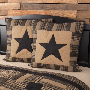 Black Check Star Quilted Euro Sham 26x26"