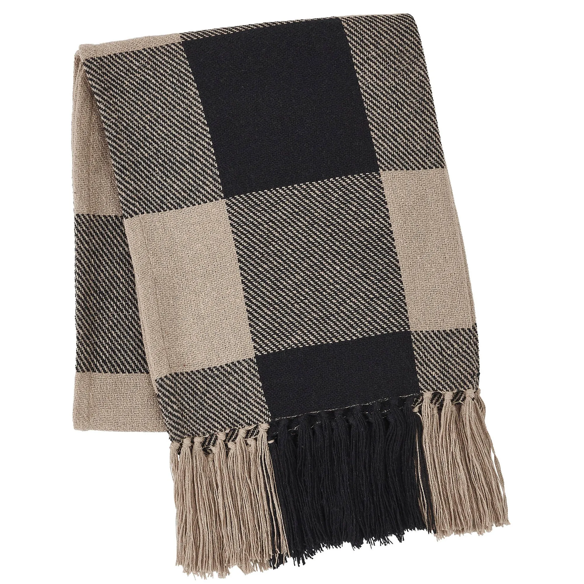 Black Check Woven Throw 50x60  **BACKORDERED UNTIL DECEMBER 2024**