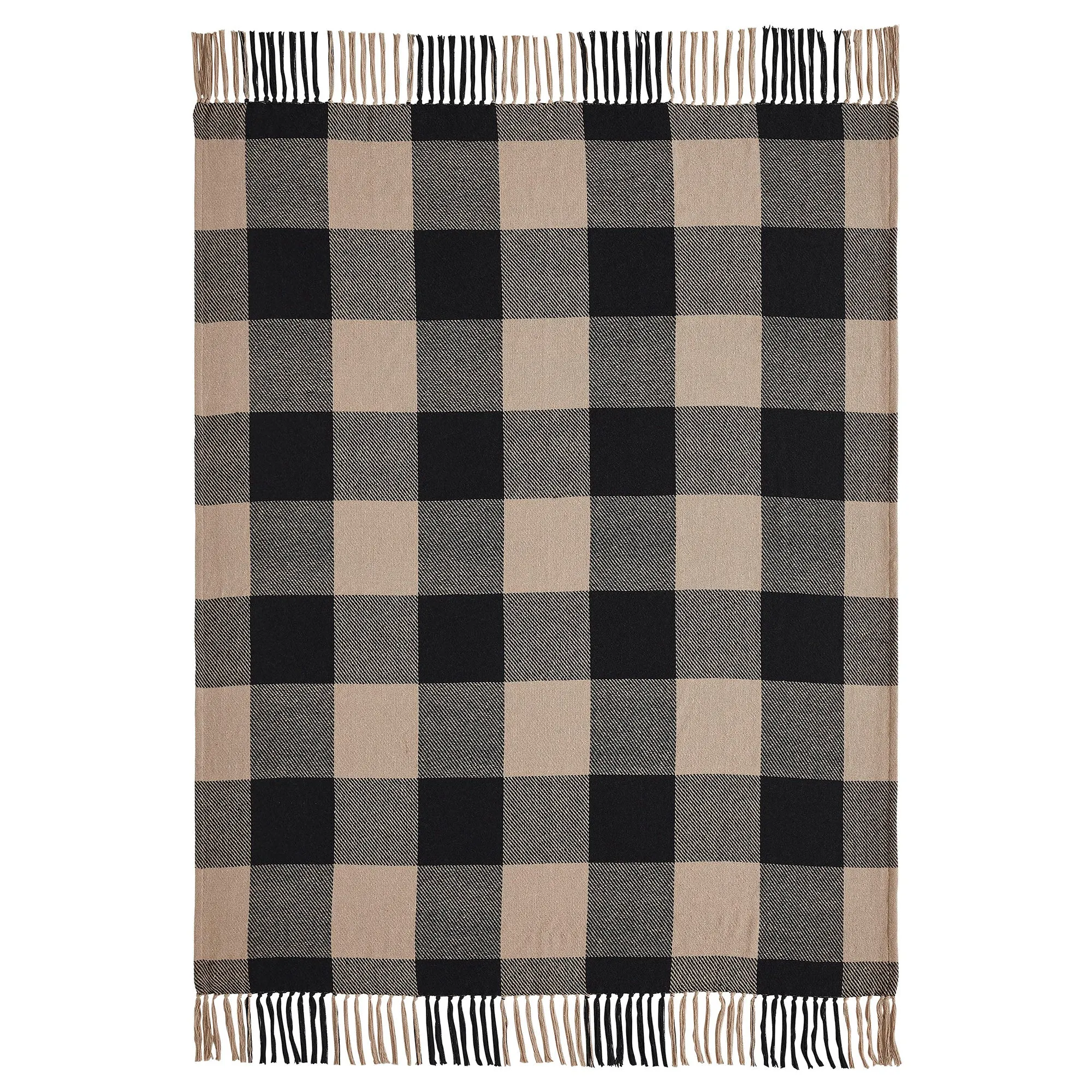 Black Check Woven Throw 50x60  **BACKORDERED UNTIL DECEMBER 2024**