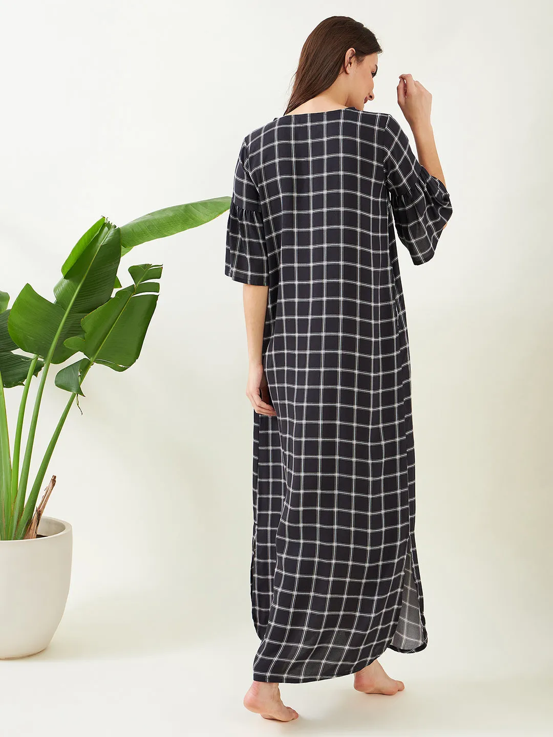 Black Checks Nightdress