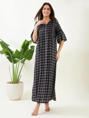 Black Checks Nightdress