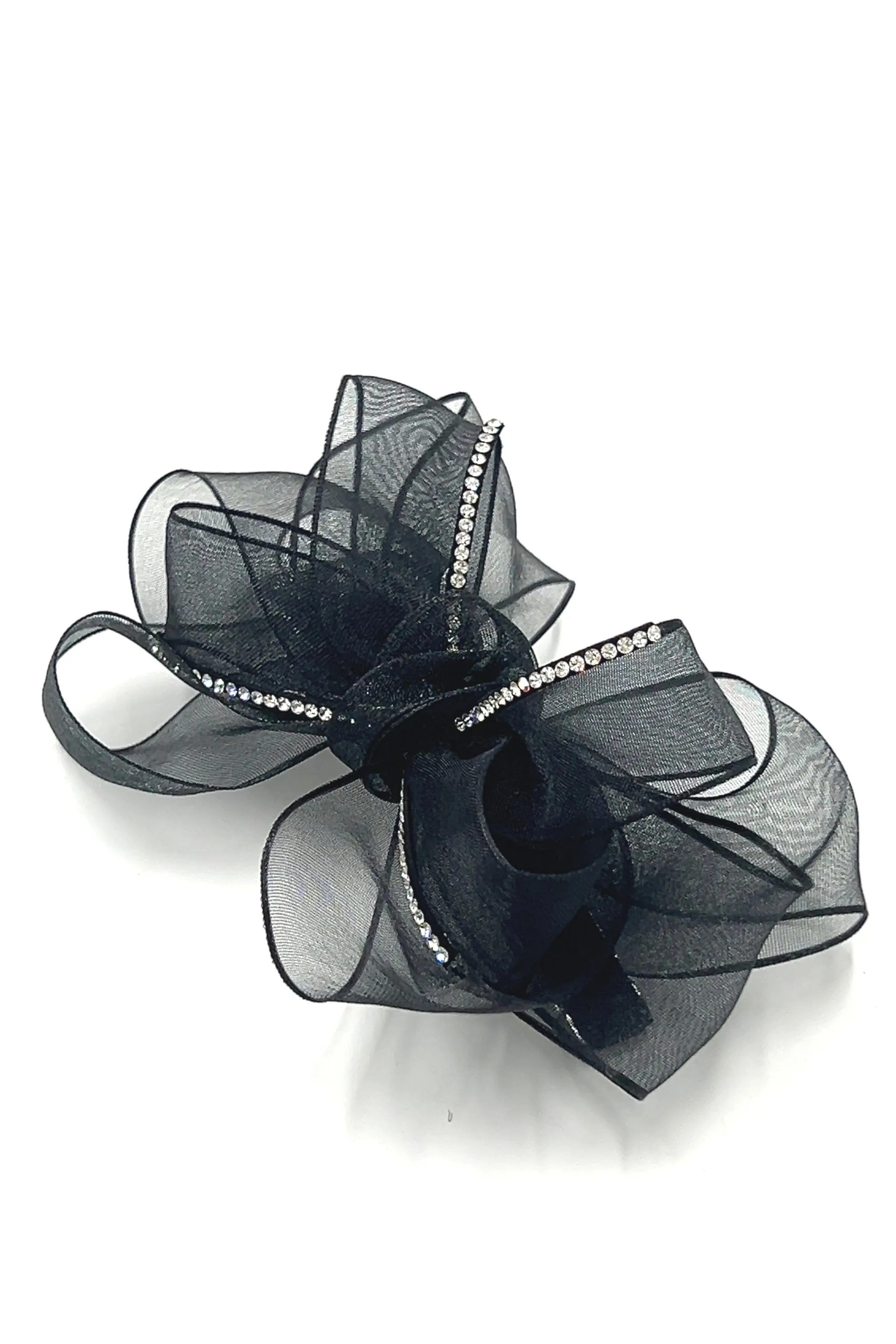 Black Chiffon Bow Barrette