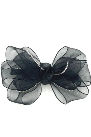 Black Chiffon Bow Barrette