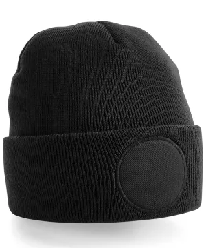 Black - Circular patch beanie