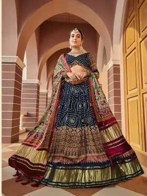 Black Color Digital Printed Pure Gaji Silk Lehenga Choli