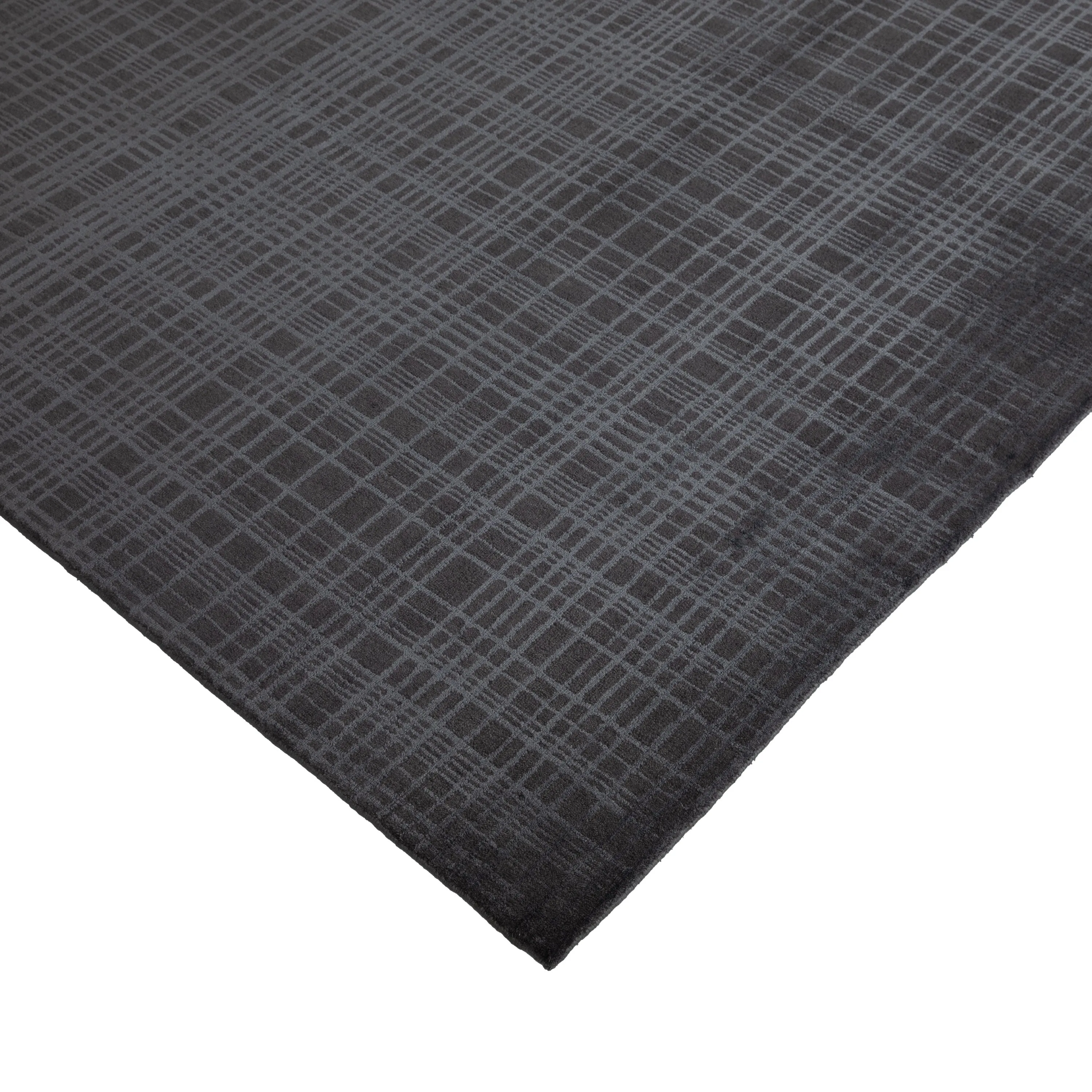 Black Contemporary Tibetan Wool Silk Blend Rug - 8' x 10'