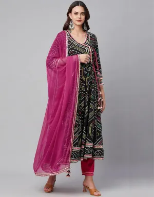 Black Cotton Anarkali Pant