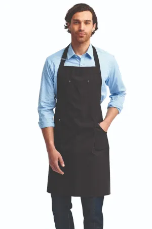 Black Cotton Chino Adjustable Bib Apron (3 Pocket)