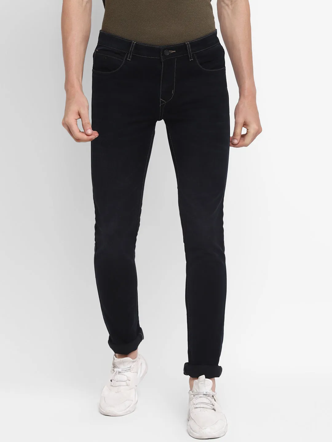 Black Cotton Stretch Narrow Fit Jeans