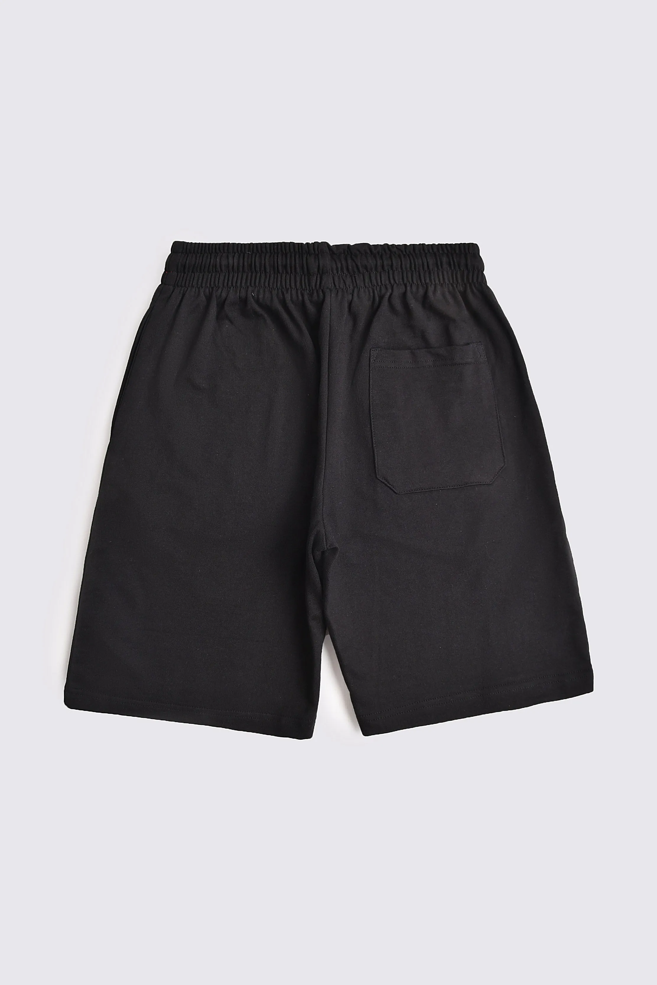 Black Cotton Terry Shorts