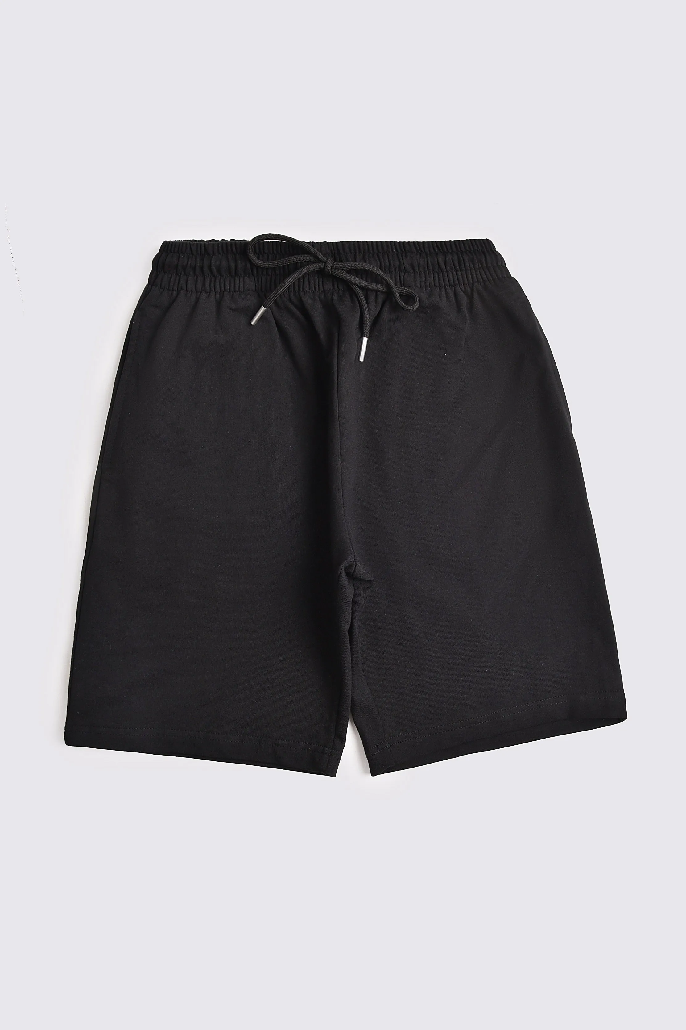 Black Cotton Terry Shorts