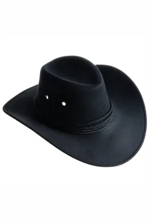 Black Cowboy Hat with Cord Band