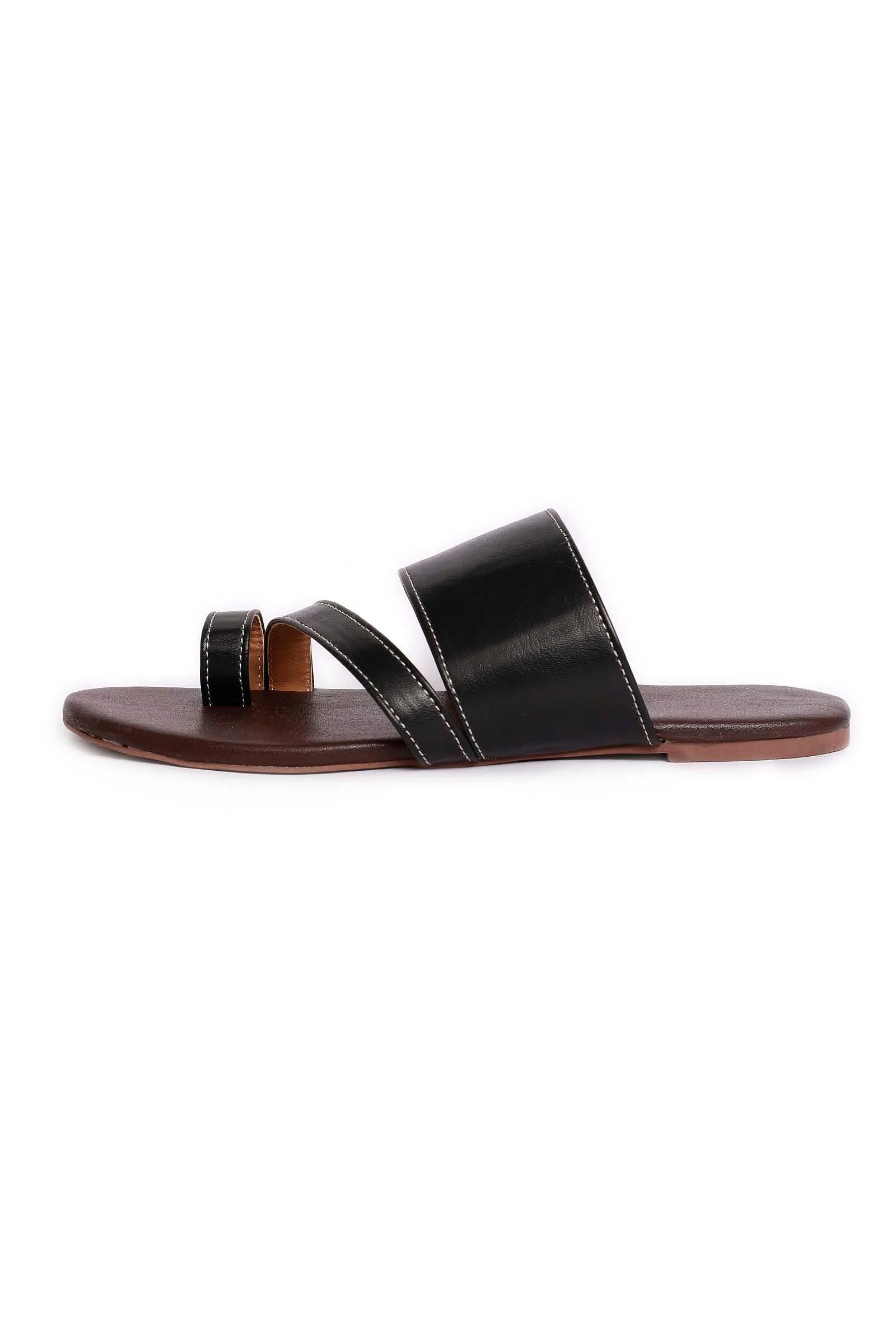 Black Cruelty Free Leather Sliders