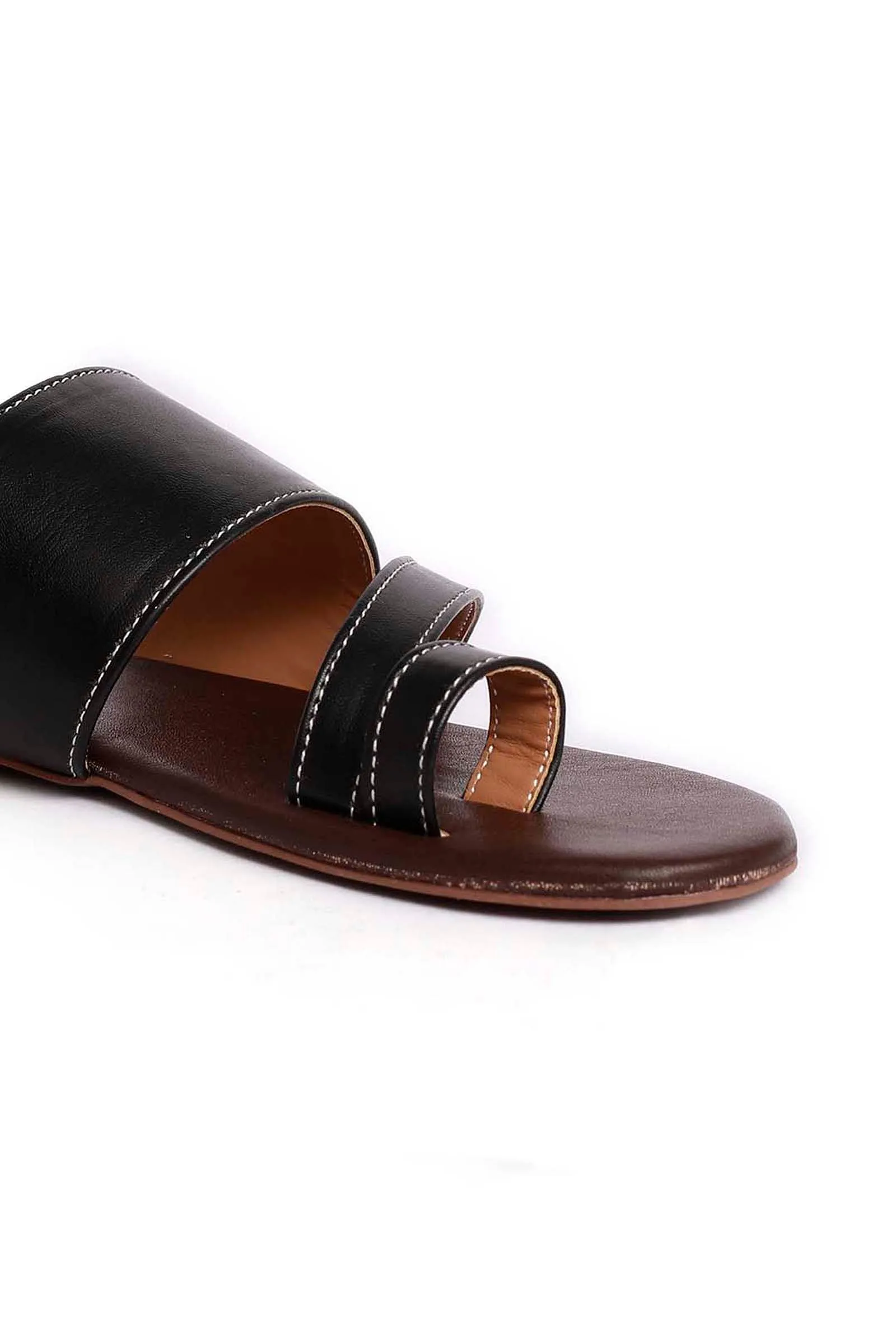 Black Cruelty Free Leather Sliders