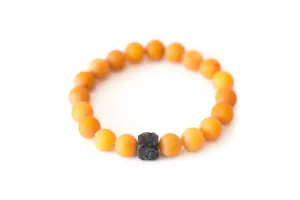 Black Cube Accent Egg Yolk Amber Bracelet