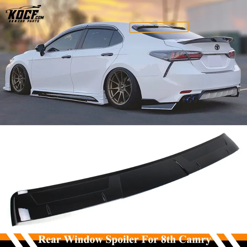 Black Curved Rear Window Windshield Visor Roof Spoiler for 8th Generation Toyota Camry 2018-2024