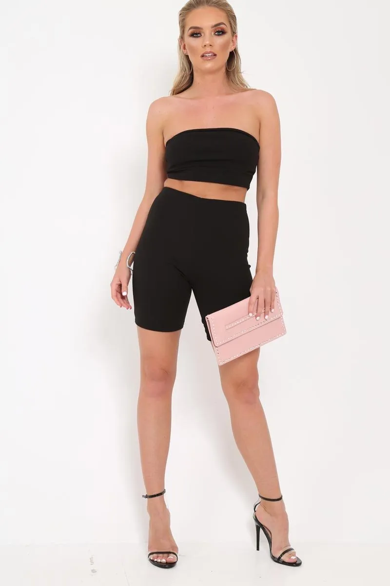 Black Cycling Shorts And Bandeau Co -ord - Edrie