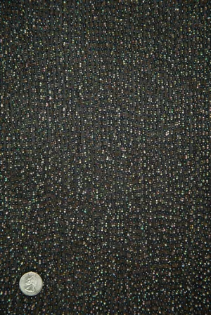 Black Dark Copper Sequins & Beads on Silk Chiffon Fabric