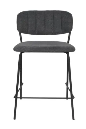 Black Dark Gray Upholstered Counter Stools (2) | DF Jolien