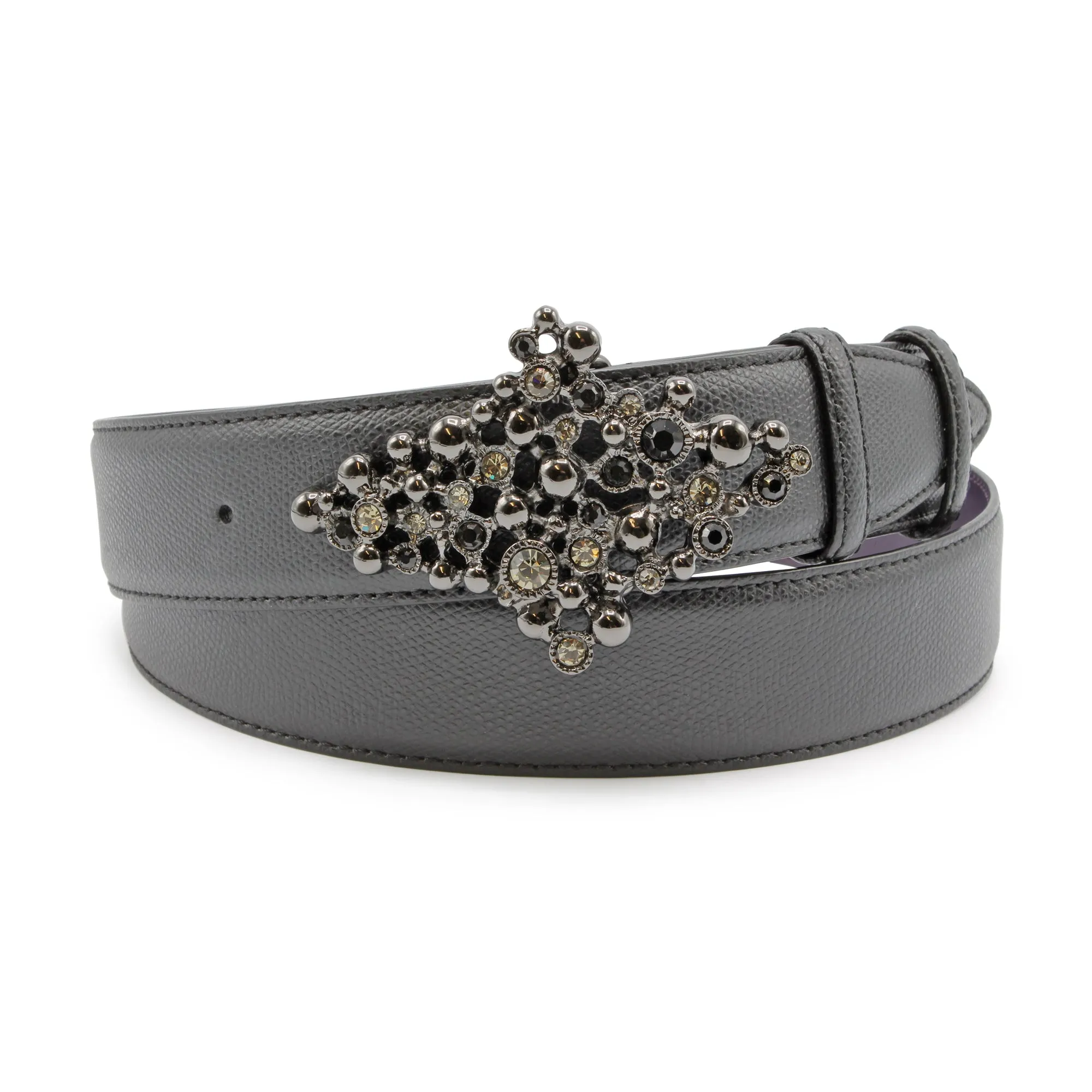 Black Dauphin Crystal Bubble Buckle Belt