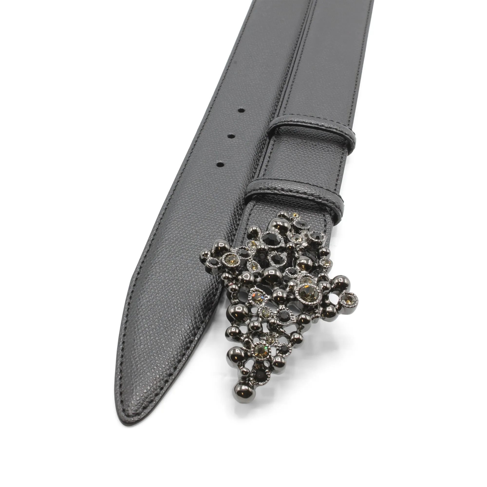 Black Dauphin Crystal Bubble Buckle Belt