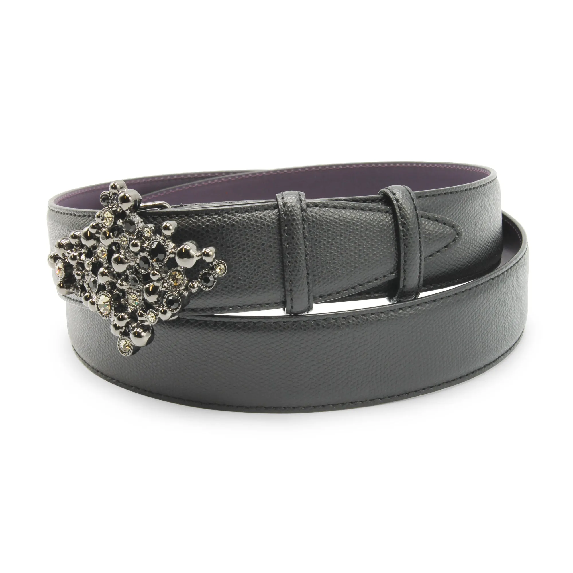 Black Dauphin Crystal Bubble Buckle Belt