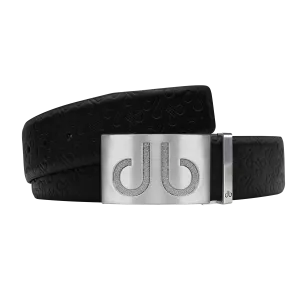 Black Db Icon Pattern Embossed Leather Belt With Silver Druh Db Classic Buckle