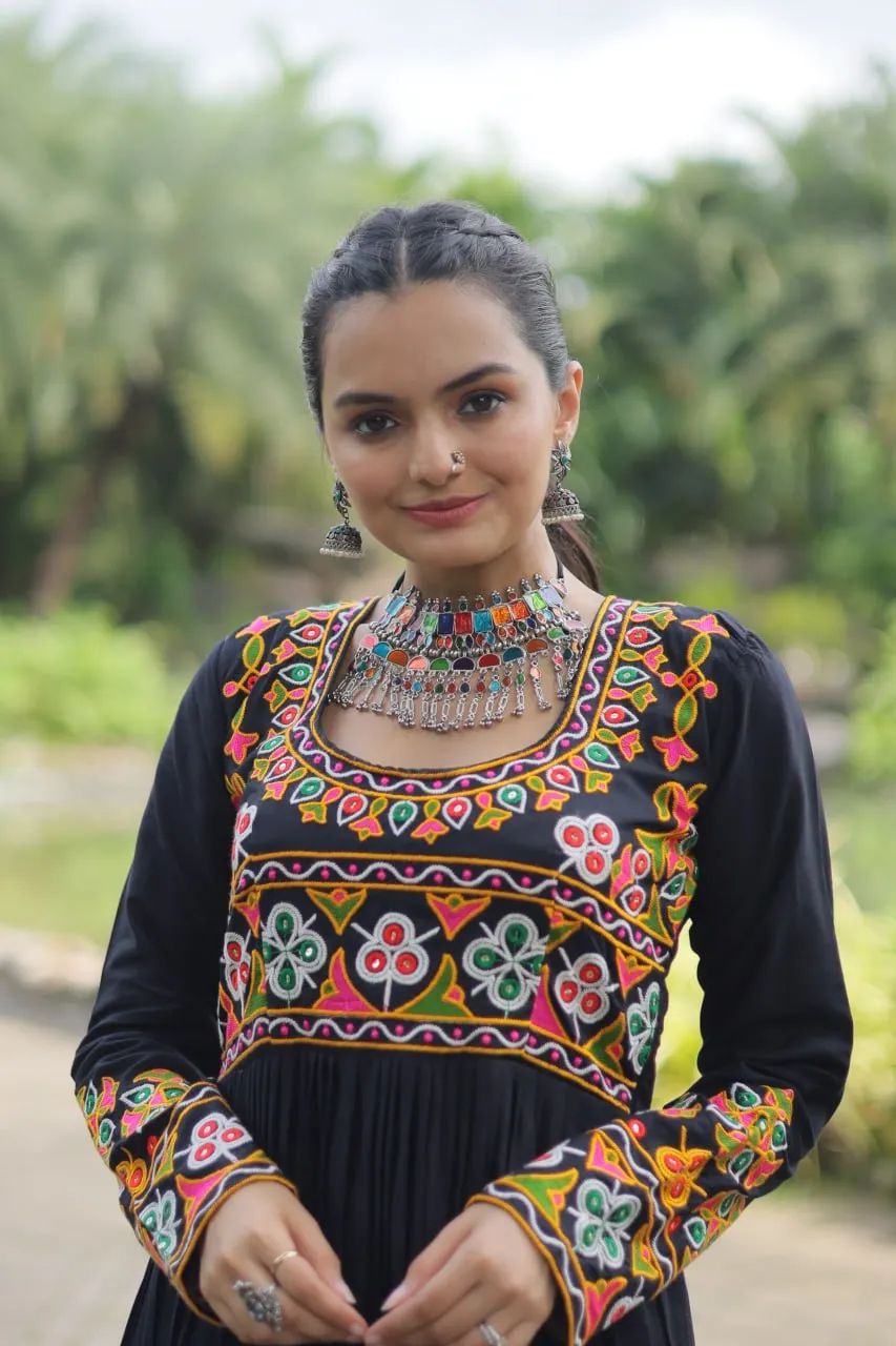 Black Designer Printed Kurti