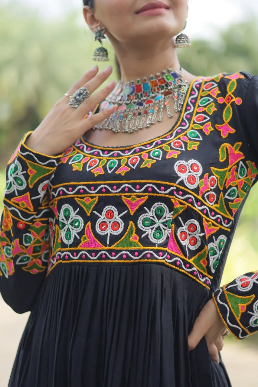 Black Designer Printed Kurti