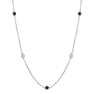 Black Diamond and White Diamond Station Necklace