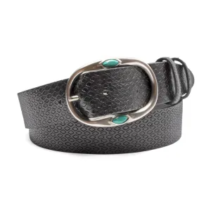 Black Diamond Texture Turq Prong Belt