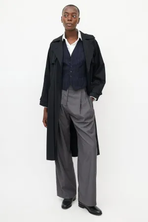 Black Double Breasted Belted Trench Coat