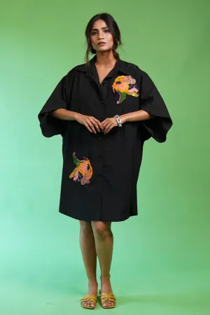 Black Dress Tulip Sleeve Marais Blossom