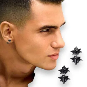 Black Dual Spiked Stud Earrings