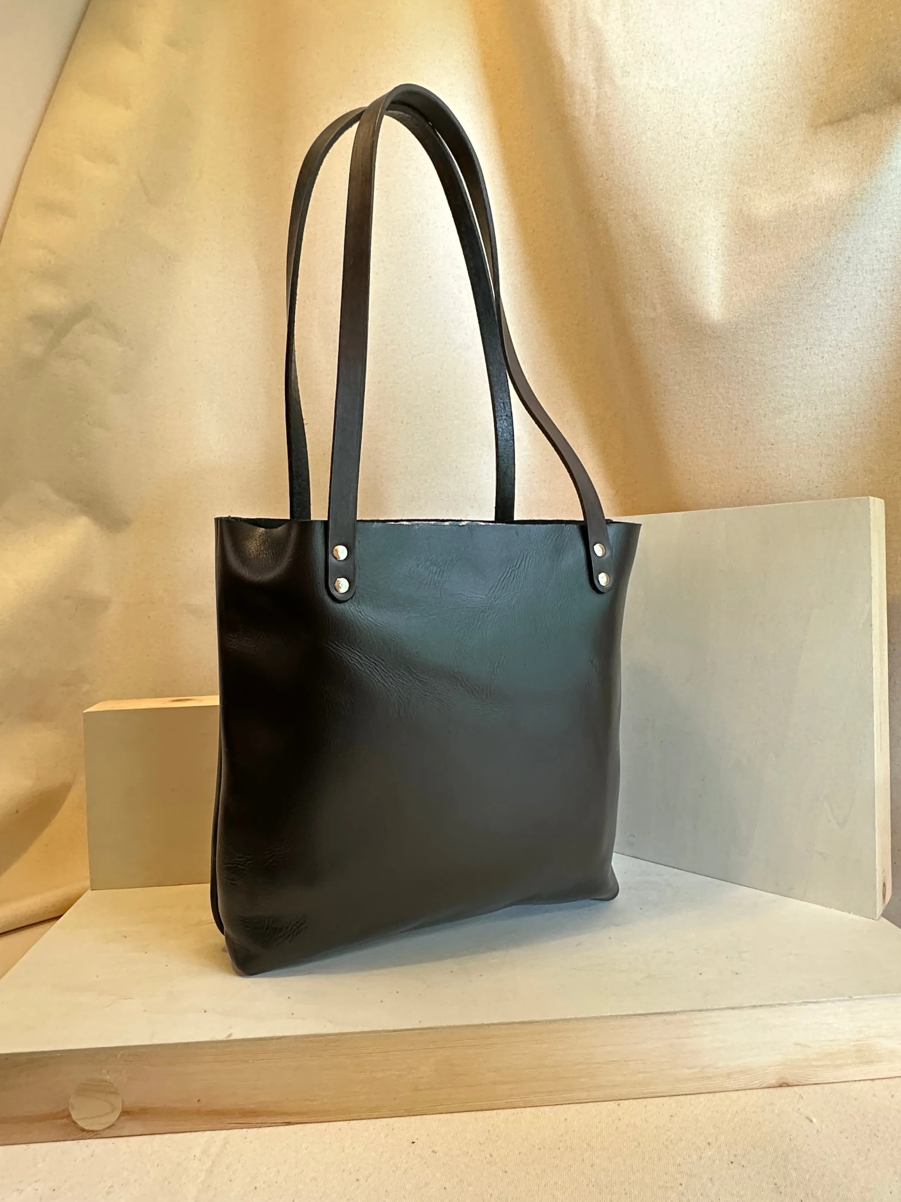 Black EDC Slim Leather Tote Bag