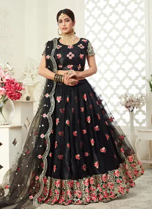 Black Embroidered Festival Lehenga Choli