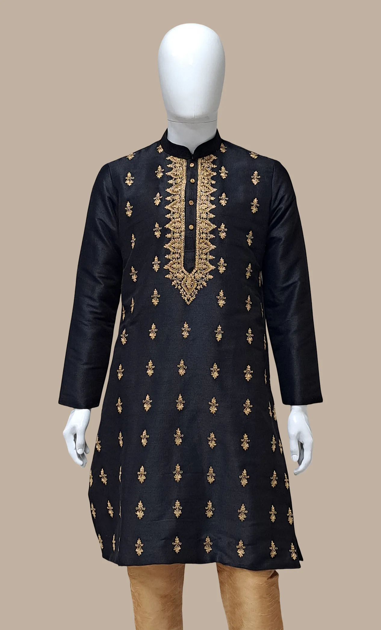 Black Embroidered Kurta Set