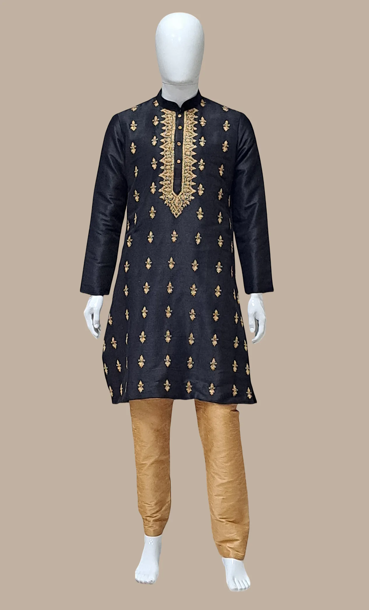 Black Embroidered Kurta Set