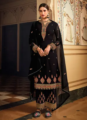 Black Embroidered Pakistani Pant Style Suit