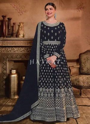 Black Embroidery Slit Style Anarkali Lehenga