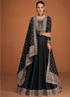 Black Embroidery Traditional Anarkali Gown