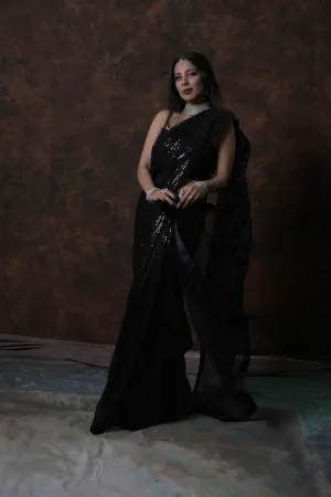 Black Embroidery work Saree with Designer Blouse.