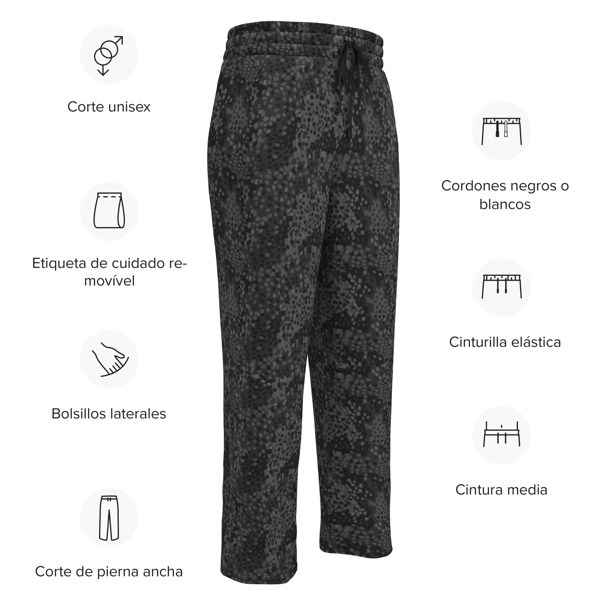 Black Erbsenmuster Pea Pattern Wide-leg Joggers