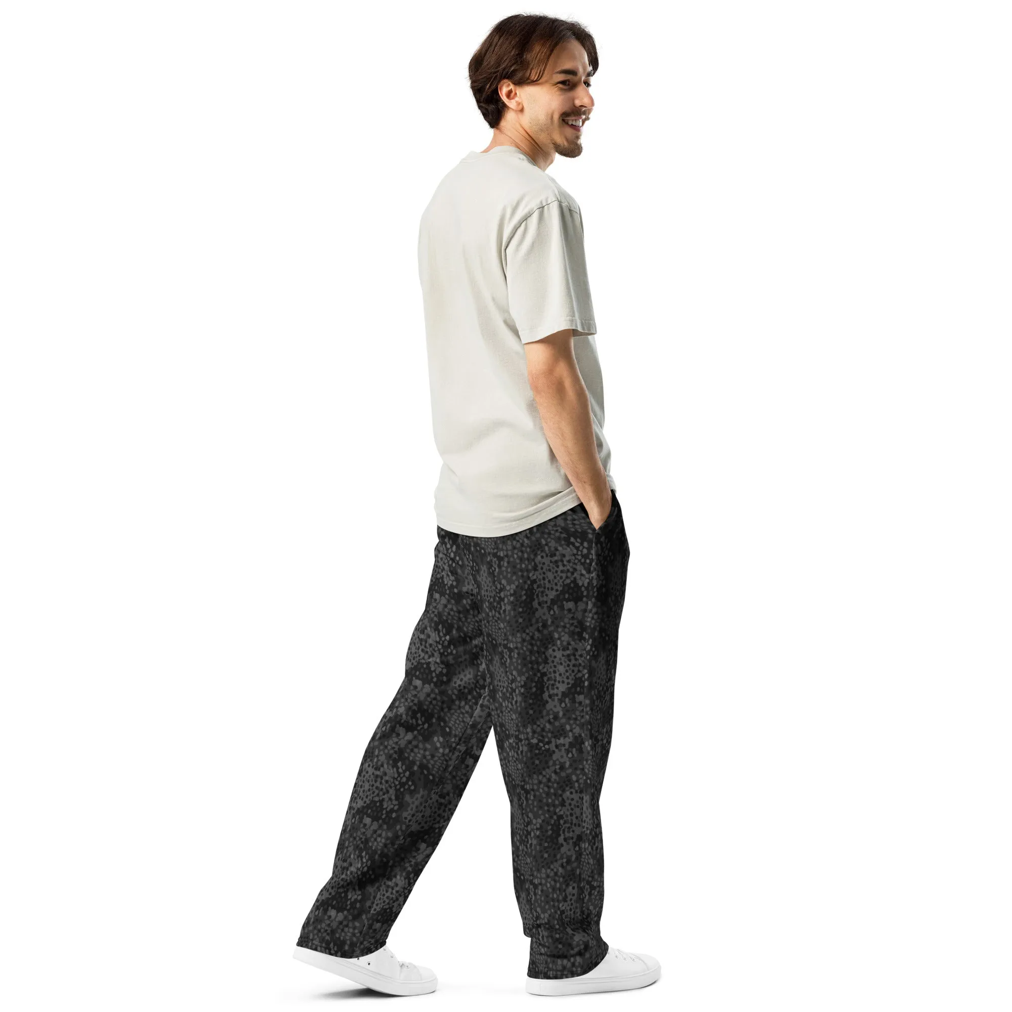 Black Erbsenmuster Pea Pattern Wide-leg Joggers