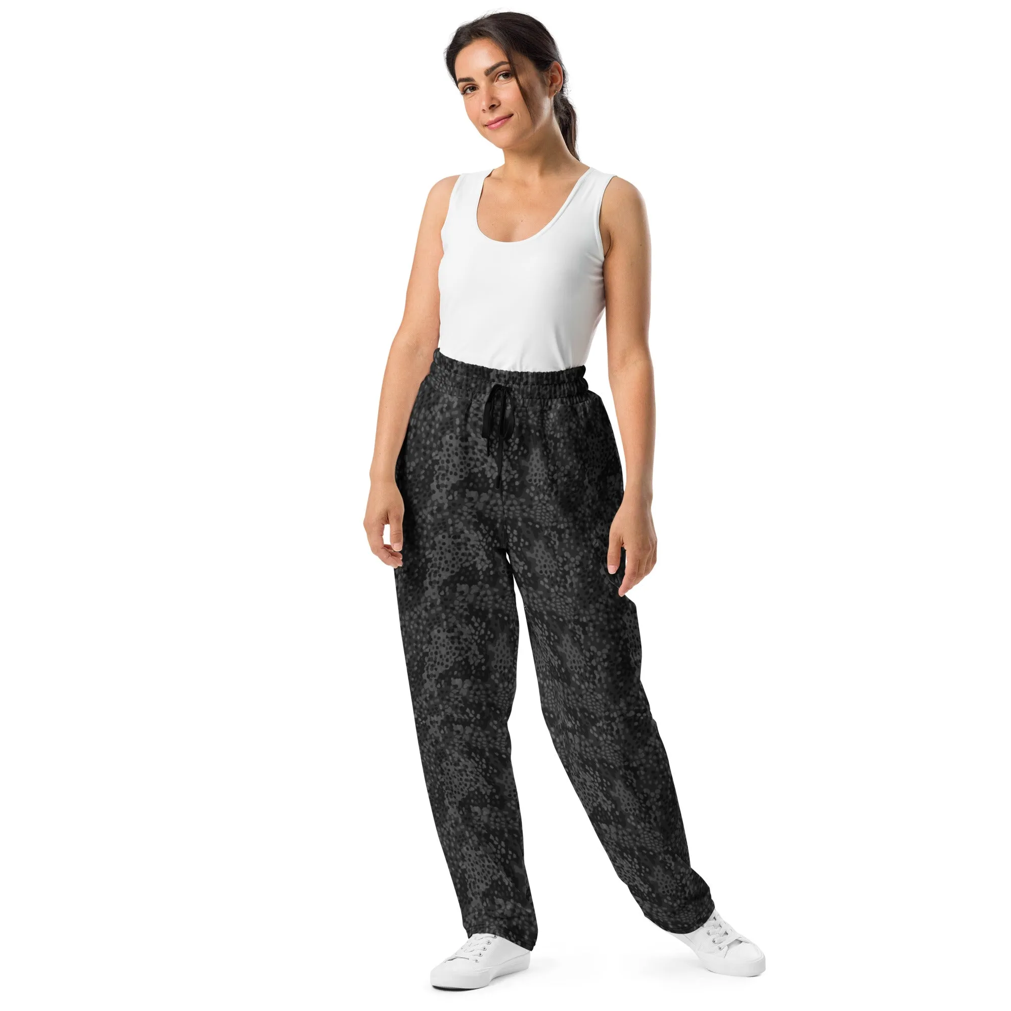 Black Erbsenmuster Pea Pattern Wide-leg Joggers