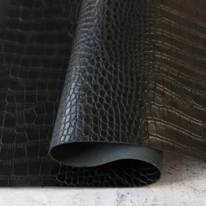 Black Faux Alligator Leather 1/2 yard - Sallie Tomato