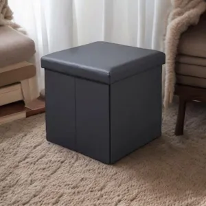 Black Faux Leather Storage Box With Lid