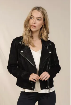 Black Faux Suede Moto Jacket