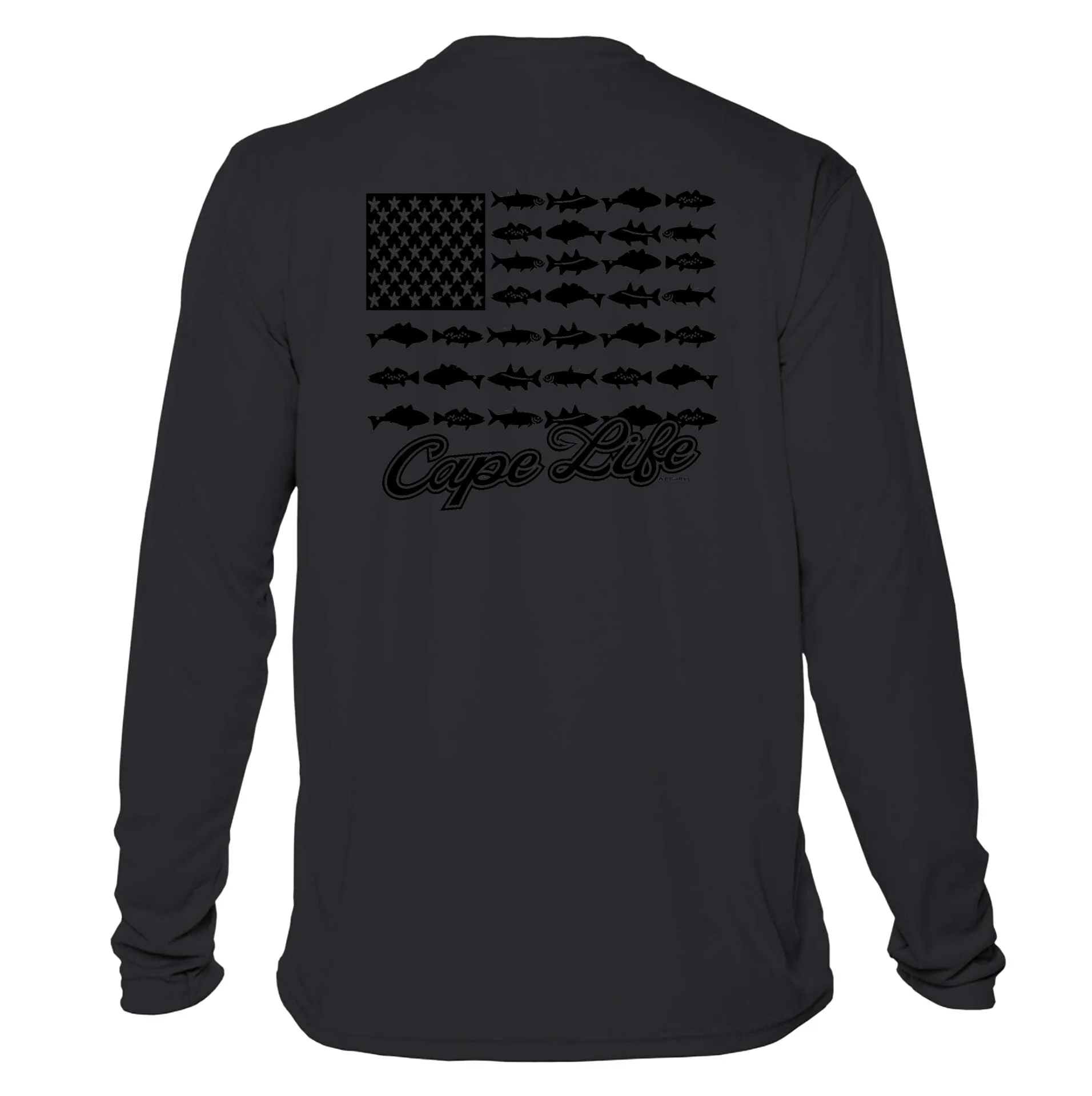 Black Fish Flag Sun Shirt - UPF50 Sun Protection Dryfit Shirt